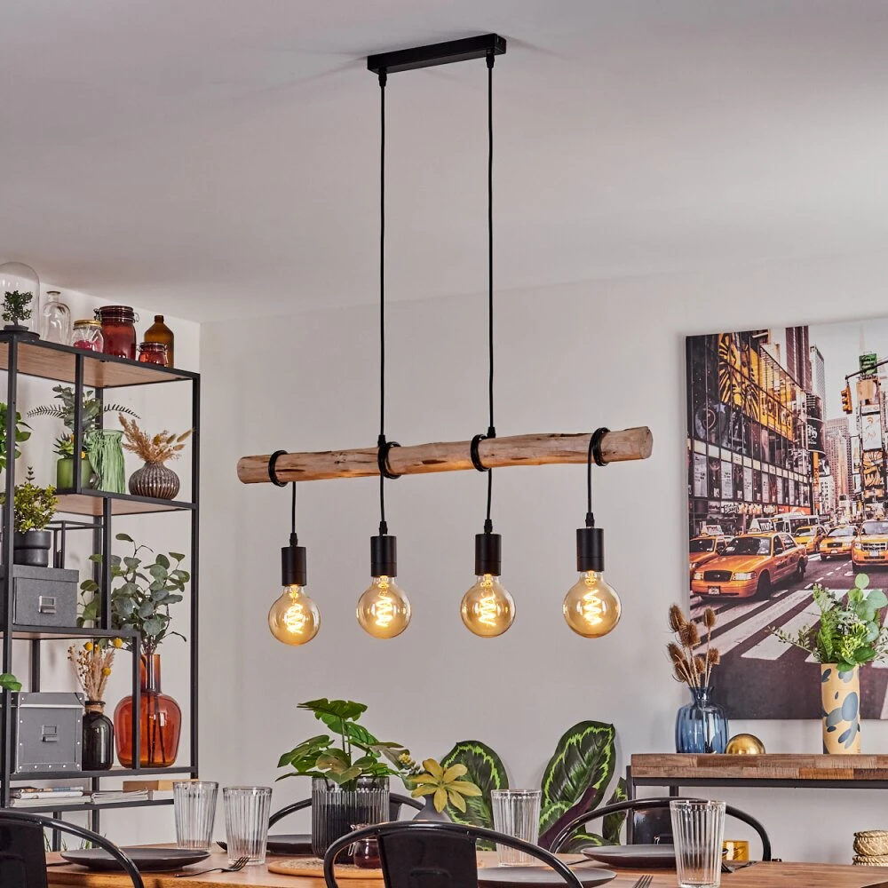 Soungou Hängeleuchte Naturfarben, Schwarz, 4-flammig 13 Soungou Hängeleuchte Naturfarben, Schwarz, 4-flammig – Bild 11