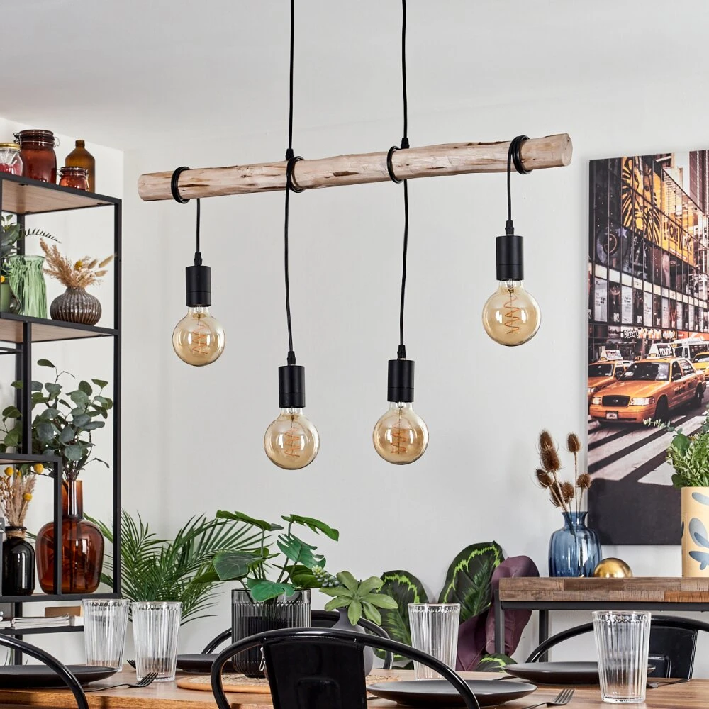 Soungou Hängeleuchte Naturfarben, Schwarz, 4-flammig 14 Soungou Hängeleuchte Naturfarben, Schwarz, 4-flammig – Bild 12