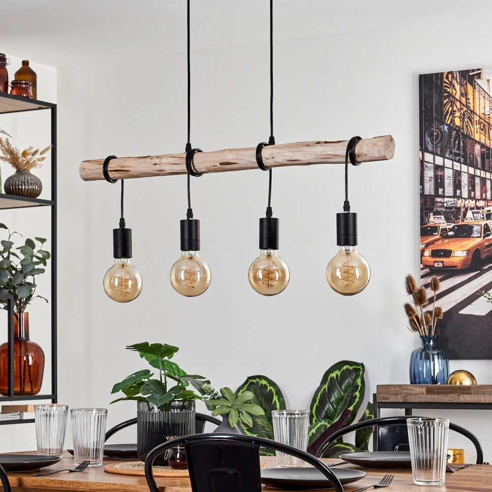 Soungou Hängeleuchte Naturfarben, Schwarz, 4-flammig 12 Soungou Hängeleuchte Naturfarben, Schwarz, 4-flammig – Bild 10