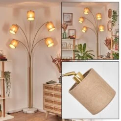 Soungou Stehleuchte 15 Cm Messing, Schwarz, Weiß, 5-flammig