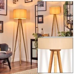 Soungou Stehleuchte 38 Cm Naturfarben, Weiß, 1-flammig