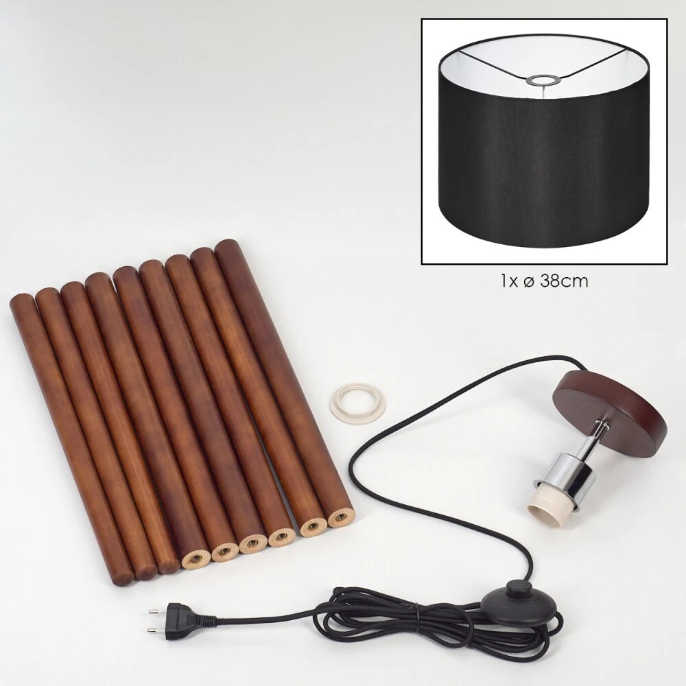 Soungou Stehleuchte 38 Cm Chrom, Holz Dunkel, 1-flammig 7 Soungou Stehleuchte 38 Cm Chrom, Holz Dunkel, 1-flammig – Bild 5