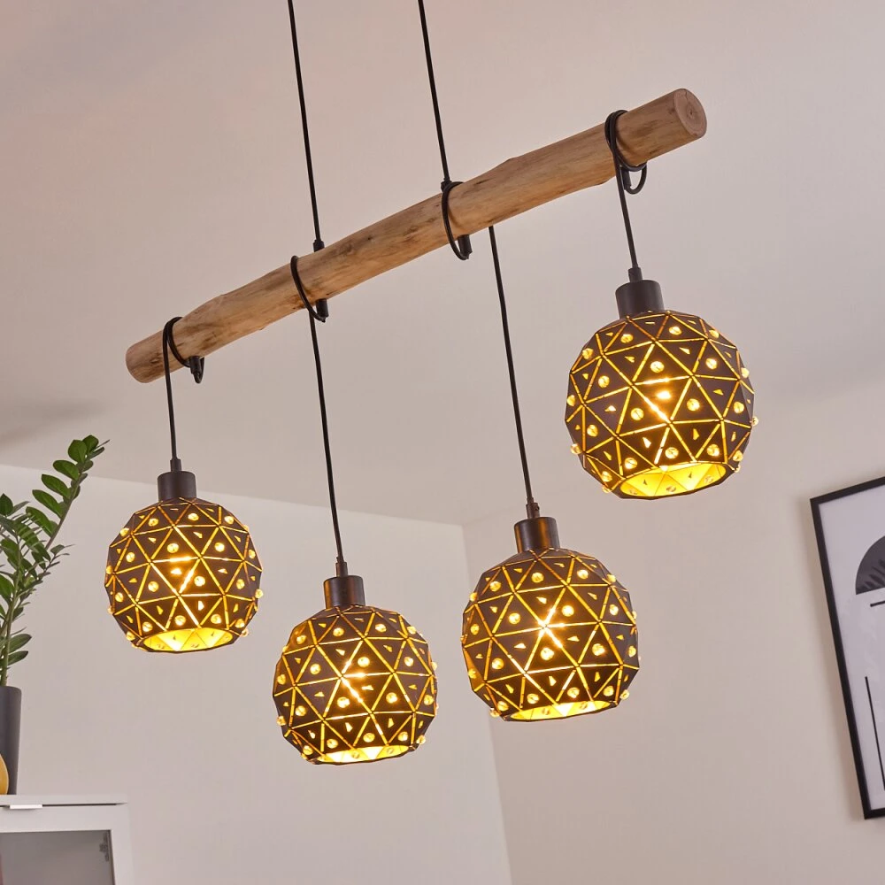 Sunasau Pendelleuchte Holz Dunkel, Schwarz, 4-flammig 19 Sunasau Pendelleuchte Holz Dunkel, Schwarz, 4-flammig – Bild 17