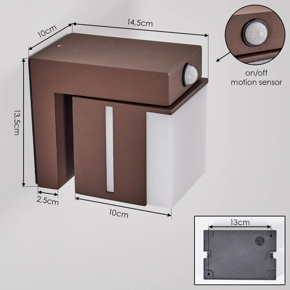 Swanek Außenwandleuchte LED Rostfarben, 1-flammig, Bewegungsmelder 6 Swanek Außenwandleuchte LED Rostfarben, 1-flammig, Bewegungsmelder – Bild 4