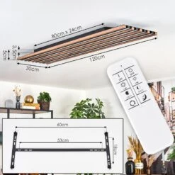 Tandragee Deckenleuchte LED Holzoptik, Schwarz, 1-flammig, Fernbedienung -Lampe Verkäufe tandragee deckenleuchte h3837825 3