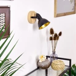 Tina Wandleuchte Holz Dunkel, Schwarz, 1-flammig -Lampe Verkäufe tina wandleuchte h3016596 11
