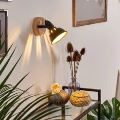 Tina Wandleuchte Holz Dunkel, Schwarz, 1-flammig -Lampe Verkäufe tina wandleuchte h3016596 12