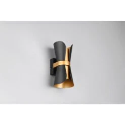 Trio Coat Wandleuchte Schwarz-Gold, 2-flammig -Lampe Verkäufe trio coat wandleuchte 218600280 4