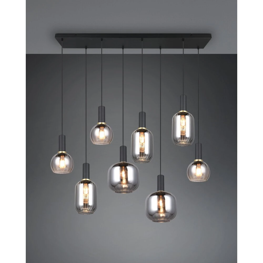 Trio Diva Pendelleuchte Schwarz, 8-flammig 4 Trio Diva Pendelleuchte Schwarz, 8-flammig – Bild 2