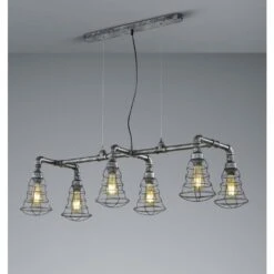 Trio Leuchten GOTHAM Hängeleuchte Dunkelbraun, Silber, 6-flammig