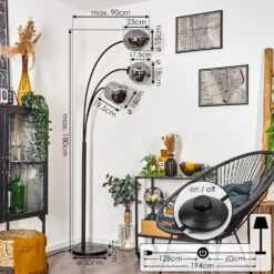 Verbania Stehleuchte Schwarz, 3-flammig -Lampe Verkäufe verbania stehleuchte h3612958 3