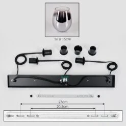 Vevino Pendelleuchte Glas 15 Cm Schwarz, 3-flammig -Lampe Verkäufe vevino pendelleuchte glas 15 cm h3746424 4
