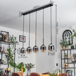 Vevino Pendelleuchte Glas 15cm Chrom, Klar, 5-flammig -Lampe Verkäufe vevino pendelleuchte glas 15cm h3782934 3