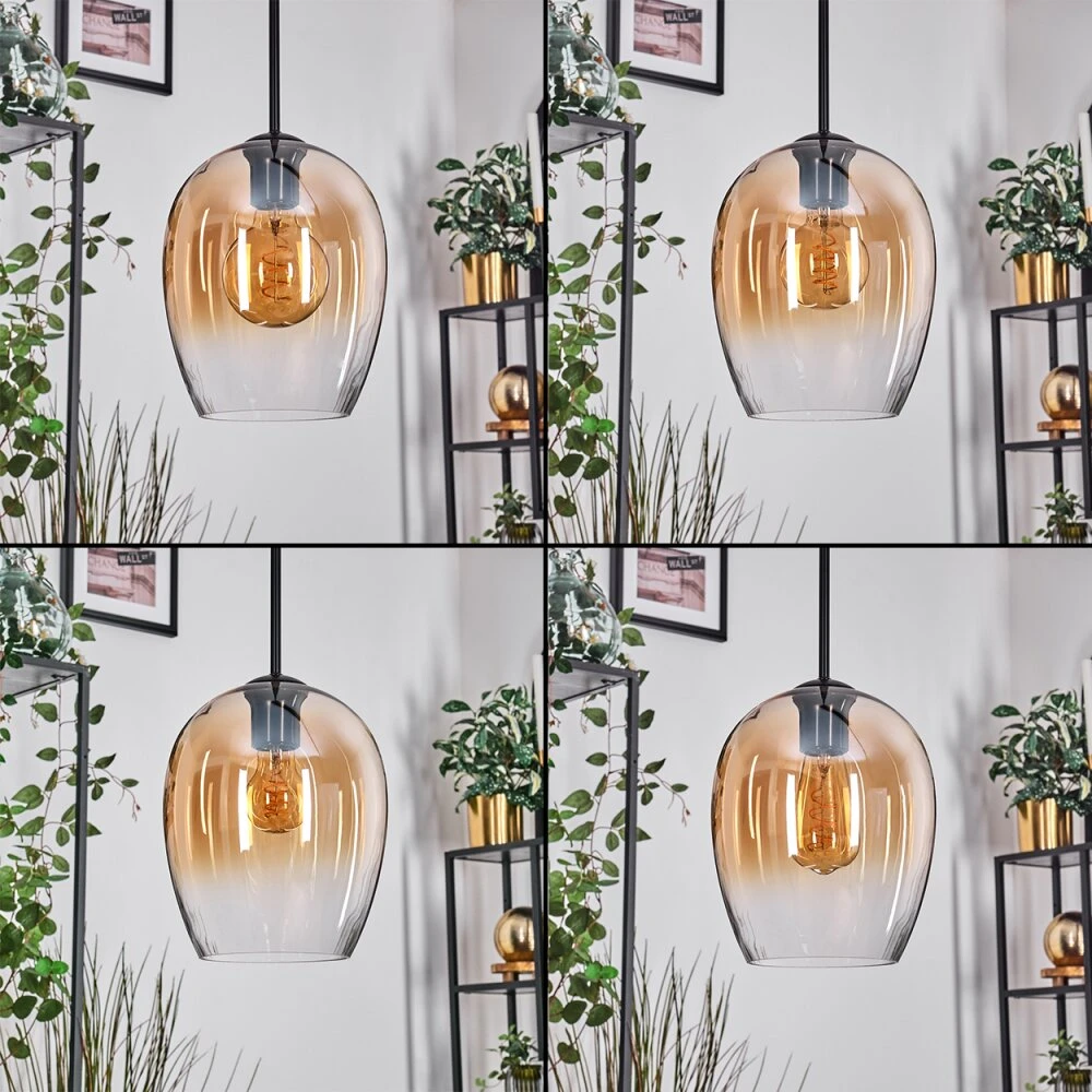 Vevino Pendelleuchte Glas 20 Cm Bernsteinfarben, Klar, 3-flammig 4 Vevino Pendelleuchte Glas 20 Cm Bernsteinfarben, Klar, 3-flammig – Bild 2