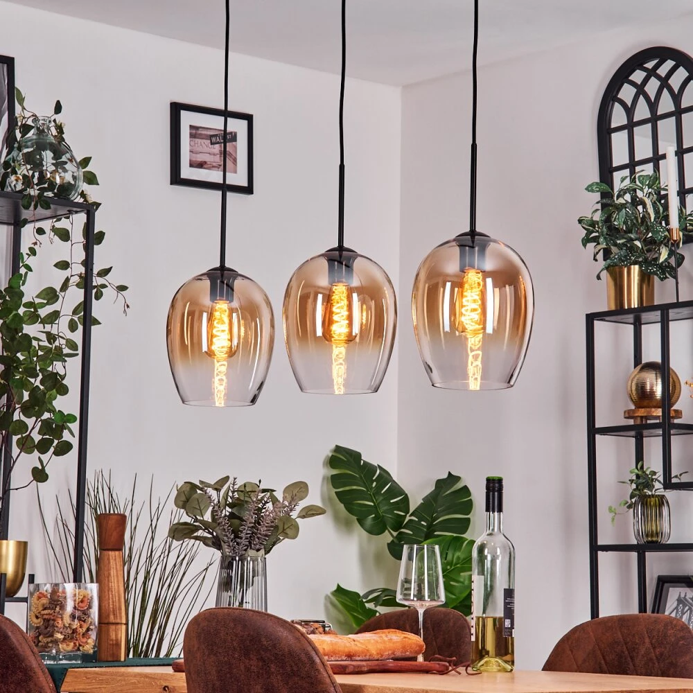 Vevino Pendelleuchte Glas 20 Cm Bernsteinfarben, Klar, 3-flammig 13 Vevino Pendelleuchte Glas 20 Cm Bernsteinfarben, Klar, 3-flammig – Bild 11