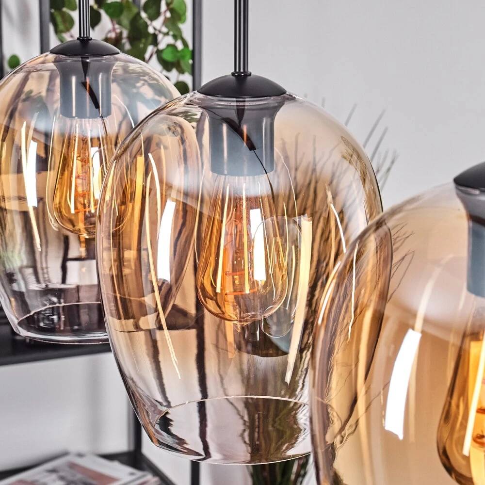 Vevino Pendelleuchte Glas 20 Cm Bernsteinfarben, Klar, 3-flammig 5 Vevino Pendelleuchte Glas 20 Cm Bernsteinfarben, Klar, 3-flammig – Bild 3
