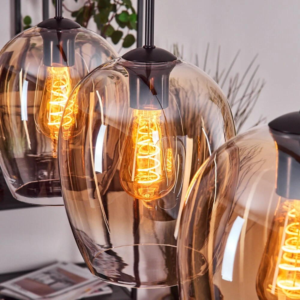 Vevino Pendelleuchte Glas 20 Cm Bernsteinfarben, Klar, 3-flammig 8 Vevino Pendelleuchte Glas 20 Cm Bernsteinfarben, Klar, 3-flammig – Bild 6