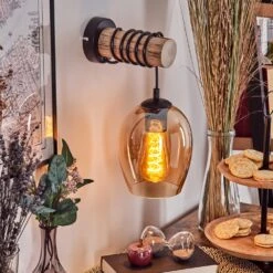 Vevino Wandleuchte Glas 15 Cm Naturfarben, Schwarz, 1-flammig -Lampe Verkäufe vevino wandleuchte glas 15 cm h3796221 10