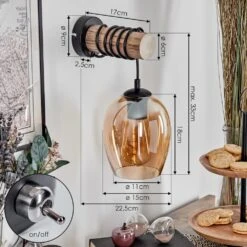 Vevino Wandleuchte Glas 15 Cm Naturfarben, Schwarz, 1-flammig -Lampe Verkäufe vevino wandleuchte glas 15 cm h3796221 3