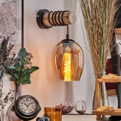 Vevino Wandleuchte Glas 15 Cm Naturfarben, Schwarz, 1-flammig -Lampe Verkäufe vevino wandleuchte glas 15 cm h3796221 8