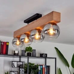 Vouhet Deckenleuchte Braun, Holzoptik, Schwarz, 4-flammig -Lampe Verkäufe vouhet deckenleuchte h3615744 6