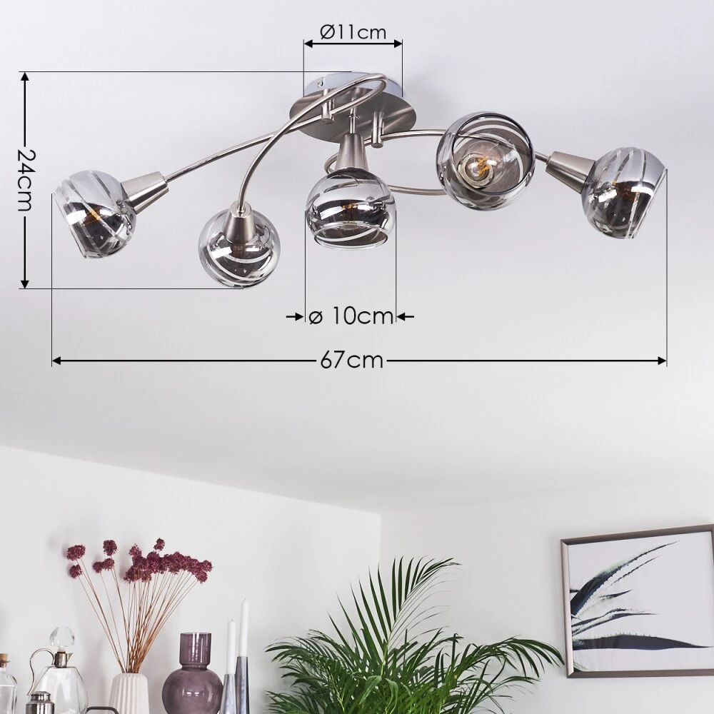 Warga Deckenleuchte LED Nickel-Matt, 5-flammig 6 Warga Deckenleuchte LED Nickel-Matt, 5-flammig – Bild 4