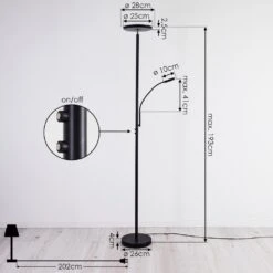 Wonsbek Deckenfluter LED Schwarz, 2-flammig -Lampe Verkäufe wonsbek deckenfluter h3426128 3