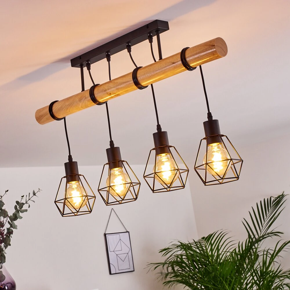 Yaak Deckenleuchte Holz Hell, Schwarz, 4-flammig 11 Yaak Deckenleuchte Holz Hell, Schwarz, 4-flammig – Bild 9