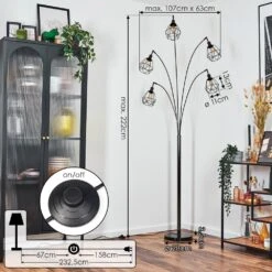 Yaak Stehleuchte Chrom, Schwarz, 5-flammig -Lampe Verkäufe yaak stehleuchte h3888810 3