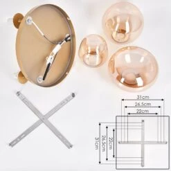 Zernez Deckenleuchte Glas 19,5 Cm 22 Cm 14 Cm Gold, 3-flammig -Lampe Verkäufe zernez deckenleuchte glas 19 5 cm 22 cm 14 cm h3729137 4