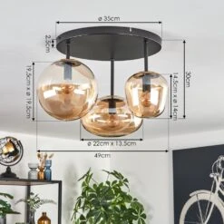 Zernez Deckenleuchte Glas 19,5 Cm 22 Cm 14 Cm Schwarz, 3-flammig -Lampe Verkäufe zernez deckenleuchte glas 19 5 cm 22 cm 14 cm h3796160 3