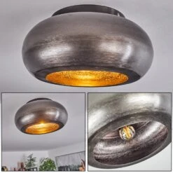 Zigne Deckenleuchte Altsilber, Schwarz, 1-flammig